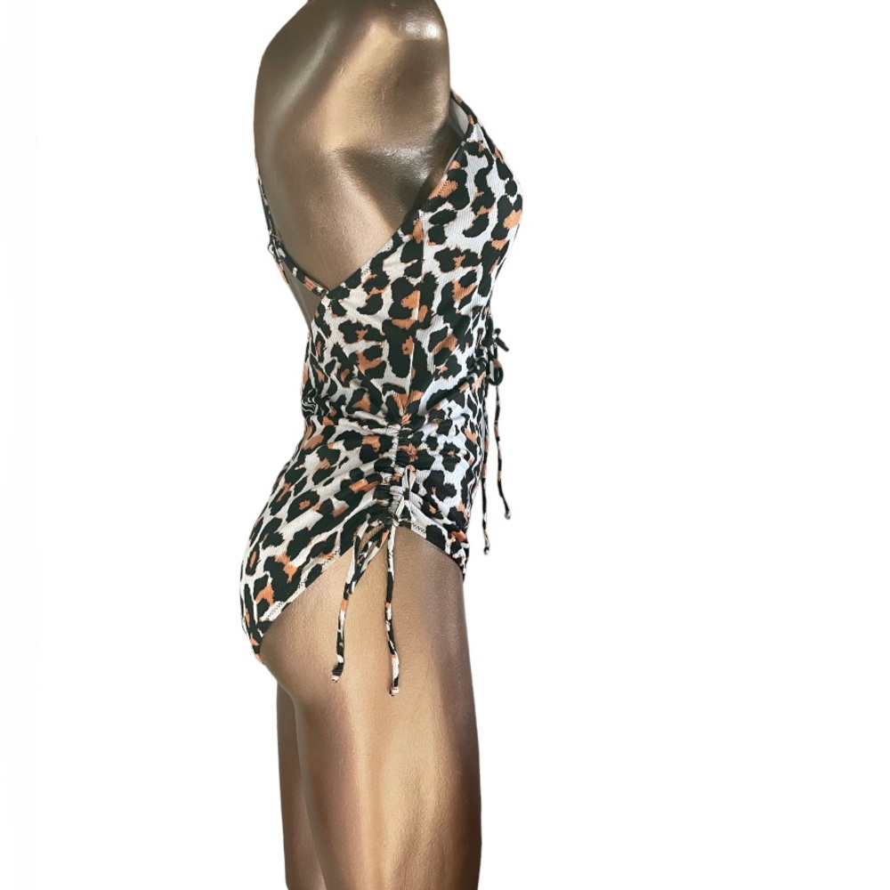 NWT Ribbed Deep V Lace-Up One-Piece - Picture 10 of 12